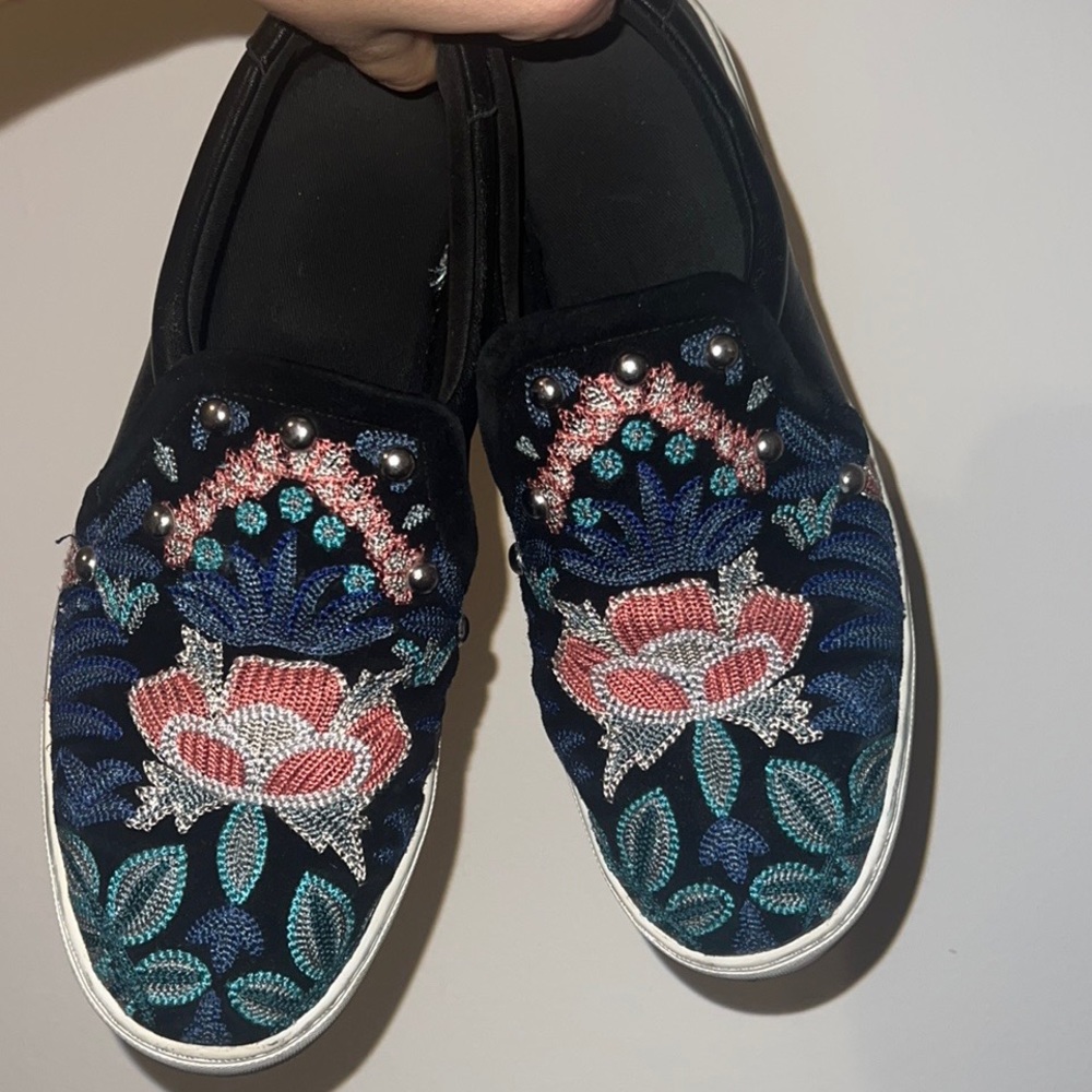 Rebecca Minkoff Leather embroidered slip ons